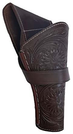 Hulara Full Grain Buff Leather Cross Draw Holster Gun Holder 22 .38/357 .44/45 Cal Revolver Gun Western Holster Fit 4 to 8 Revolver Holster