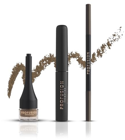 Profusion Cosmetics Ultimate Brow Sculpt Laminated Look Dark Brown Makeup | Long-Lasting, Weightless, Easy Application 3-in-1 Kit with Pencil, Sheer Pomade and Extreme Gel, Smudge-Proof Natural Finish