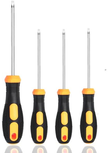 SKZIRI Vierkant-Schraubendreher-Set, 4 Größen: SQ0, SQ1, SQ2, SQ3, Magnetische Spitzen, Gelber Griff, Quadratischer Kopf