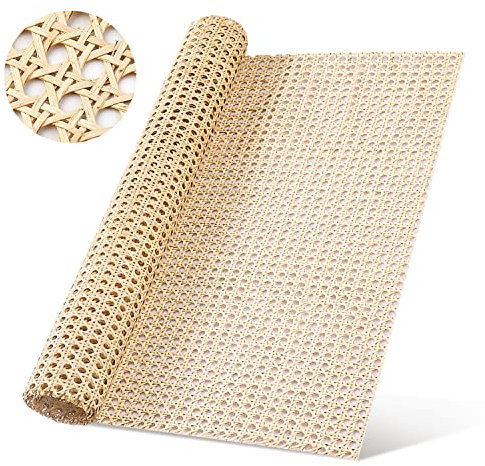 1 Rollo Tela de Ratán, 40cm x 1m Natural Rollo de Correas de Caña de Ratán para Proyectos de Caña Tela de Malla de Ratán para Muebles Sillas Armarios Techos