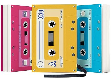 Suck UK Music Notebook | Cassette Tape Notebooks | Mix Tape Book | Retro Themed Gifts | Music Stationery | 80s Retro Gift | Pocket Size Notepad | Mini Tape Record | Multi Colour Mini Notebooks 3 Pack
