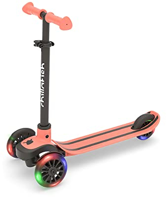 Chillafish Scotti Glow 3-Rad Scooter für Kinder – Lean-to-Steer Roller mit Fußbremse, Roller mit höhenverstellbarem Lenker und ABEC-5 LED-Räder, abnehmbarer Lenker CPSC02FLA