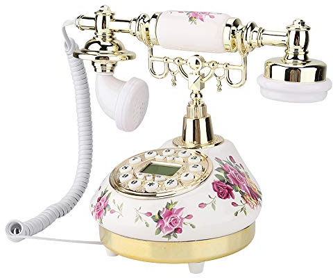 Vintage-Telefon, Keramik-Retro-Festnetztelefone für zu Hause, Klassisches Europäisches Retro-Festnetztelefon, mit FSK/DTMF/Anrufer-ID-Funktion, Home-Schlafzimmer-Vintage-Dekor