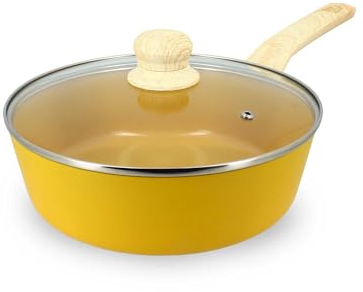 MENASTYL - Sauteuse 24cm Colorama safran - En Aluminium - Revêtement antiadhésif en céramique - Tous feux dont induction