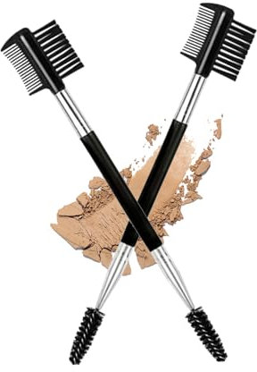 Ksvsonrvi 2-teilig Augenbraue Wimpern Pinsel 3 Kopf Wimpern Kamm Doppel Kopf Pinsel Make-up Grooming Tool Kosmetik (schwarz)