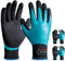 KAYGO guantes de trabajo impermeables paresa hombres y mujeres, recubrimiento de látex doble, súper agarre antideslizante, paresa jardinería, lavado de coches, pesca (Azul, M, talla 8, 3 pares)