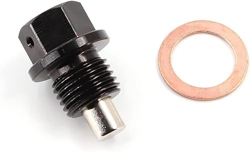 Norhogo Magnetische Ölablassschraube, von Modifikation der Titanlegierung, Magnetisch Auto Ölschraube Kit mit Unterlegscheibe, Schwarz 14x1.5cm