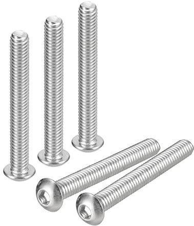 QUARKZMAN 5/16-18x2-1/2 Botón Hueca Cabeza Tornillos, 5uds 304 Inoxidable Acero Sujetadores Hexagonal Pernos Tornillos, Completa Rosca Hexagonal Accionamiento Tornillos