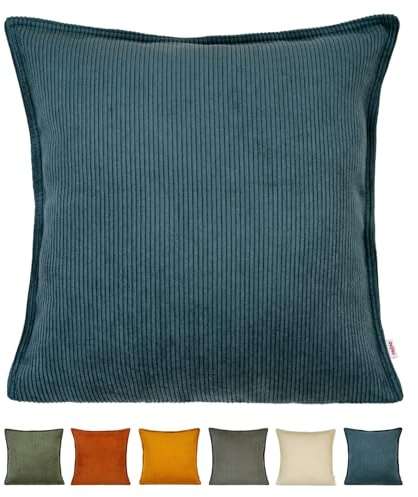 beties - HYggelig No.1 - Trendige Cord-Samt Kissenhülle ca. 50x50 cm; Kissenbezug mit aufwendiger Jeans-Doppelnaht in Raumausstatter Qualität