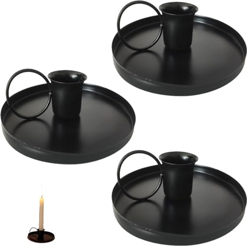 3 PCS Black Candle Holders Candlestick Holders Taper Candle Holder Single Head Candlestick Holder Candlestick Holders Vintage for Birthday Halloween Valentine Christmas Wedding Party