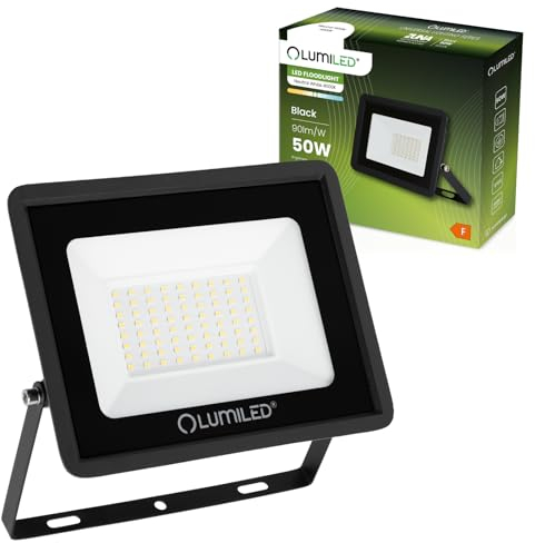 LUMILED LED Strahler 50W Superhell Außenstrahler 4500Lm LED Fluter Strahler für Außen IP44 Wasserdicht 4000K Neutralweiß Scheinwerfer Flutlichter schwarz Flutlichtstrahler