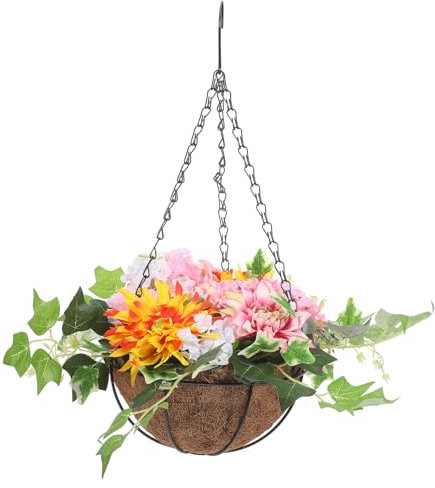 Cesta Colgante, Cesta de Flores Artificiales, Puerta Delantera, Gancho para Plantas de Interior, decoración, Flor Artificial Colgante con Maceta de, decoración del hogar, conexión de