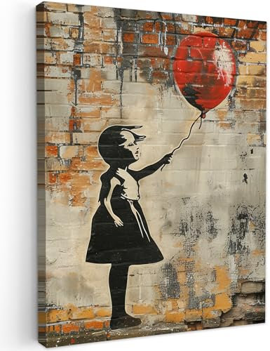MuchoWow© Impressions sur Toile 30x40 cm Deco Tableau Murale Decoration Salon Peinture Tableaux Chambre Toiles Maison Graffiti - Banksy - Fille - Street art - Pop art