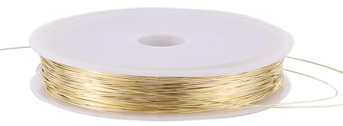 Beebeecraft 1 rollo de Alambre de Cobre de 50 m Latón Chapado En Oro de 14 quilates Alambre de Joyería de Calibre 26 redondo para Hacer Joyas Y Manualidades
