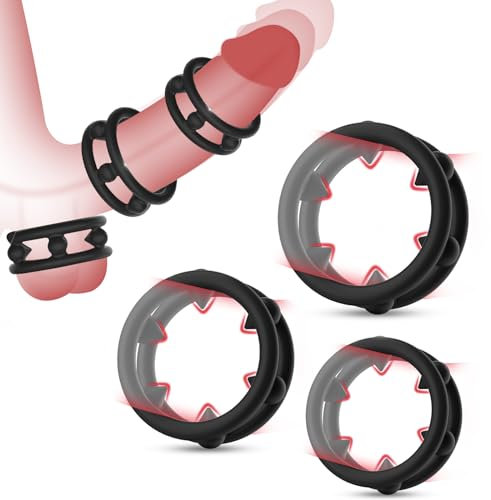 BDSMYOU 3er Penisring Set,Cockringe Extrem Silikon mit 6 Weicher Spikes,Premium CBT Hodenstrecker Ballstretcher Keuschheitsgürtel für Herren,Cockring Hodenringe Eichelring Penis Ring Peniskäfig (A)