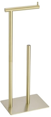 FFK Porta carta igienica autoportante, 54,6 cm, porta rotolo di carta igienica da bagno con contenitore, in acciaio inossidabile SUS304, antiruggine, oro