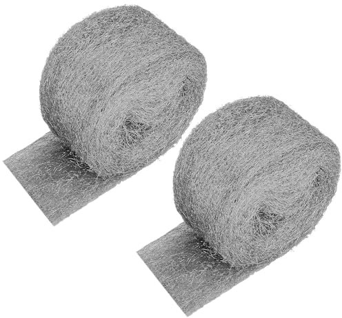 2 Pièces 8M Paille de fer -Laine d'acier anti rongeur -Laine d'acier rongeur pour Trous Fissures Nettoyage Murs Polissage