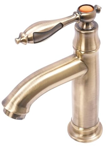Wasserhahn Bad Hoch Antikes Messing,Armaturen für das Badezimmer,Einzelgriff, Waschbecken Kaltwasser Armatur, Waschbeckenarmatur,Antik Badarmatur Waschbecken Badezimmer