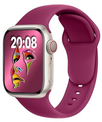 ELETTRONEO SBC1 Cinturino per Apple Watch Ultra 2 49mm, Serie 10 46mm, 9 8 7 45mm 41mm, SE 6 5 4 44mm 40mm, 3 2 1 42mm 38mm Donna Uomo Band Bracciale Sport Silicone, Rosa Viola