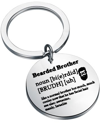 KUIYAI Schlüsselanhänger Bart Geschenk für Jehova-Zeugen JW Update Nummer 8, Bearded Brotheruk, 36 mm, Edelstahl, Braun oder Schwarz