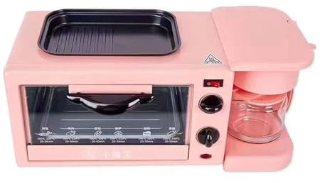 Breakfast Maker Station - 3 In 1 Multifunction Machine With Mini Toaster, Electric Oven, Frying Pan & Egg Sandwich Maker For Breakfasts