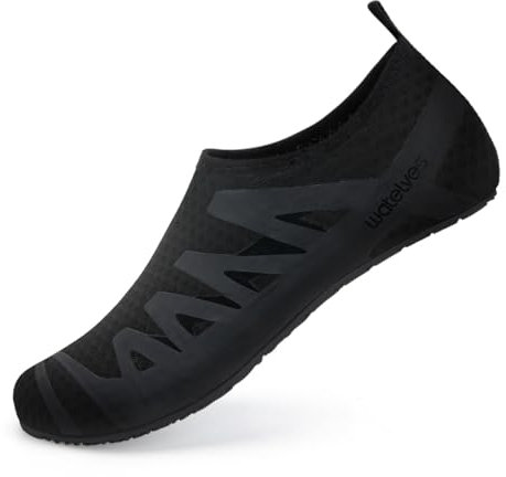 Barefoot Water Shoes Aqua Spotrs Socks Quick-Dry Beach Swim Snorkeling Surf Diving Pool Yoga Shoes for Mens Womens (Black, 11/11.5UK)