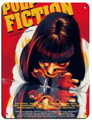 HGEIK Klassisches Filmposter Pulp Fiction (4), Retro-Poster, Metallblechschild, schicke Kunst, Retro, Eisenmalerei, Bar, Leute, Höhle, Café, Familie, Garage, Poster, Wanddekoration, 30 x 40 cm