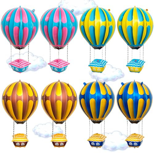 8 Stück Hot Air Balloons,Helium Balloons,Stickstoffballon,XXL HeißluftballonformAlufolienballon,Kindergeburtstagsballon,Heißluftballon Deko,Hochzeitsdeko