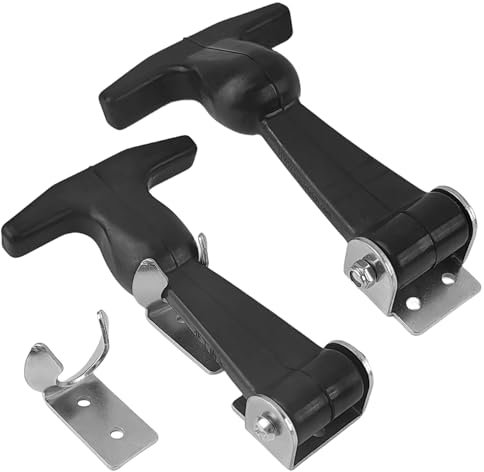 2er-Pack Haubenhalter Gummi, Elastische Stoßdämpfung, Spannverschluss Edelstahl, Flexible T-Griff-Schnalle,Geeignet für Werkzeugkästen, Trolleys, Fahrzeugmotoren (Schwarz)