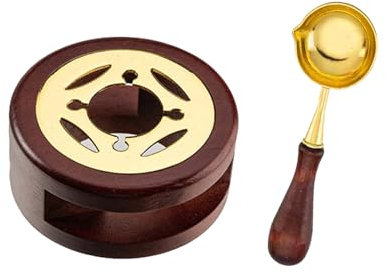 Bailinks Wax Seal Kit - Elegant Warmer With Melting Spoon for Sealing Beads and Sticks - Perfect for Crafting Beautiful Envelopes and Decorative Gifts (Brown)