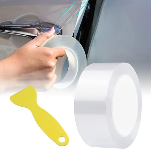 Lackschutzfolie Transparent,Selbstklebend Auto Einstiegsleisten Schutz,Ladekantenschutz Folie,Selbstklebende Lackfolie Schutzfolie,Kantenschutz Schutzfolie (Transparenz, 5cmx10m*1pc)