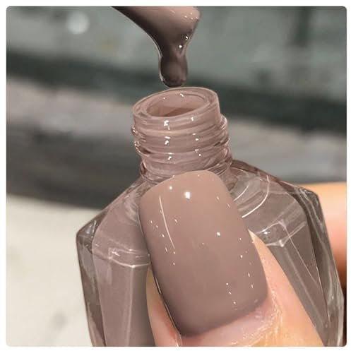 Nude Nail Polish, Neutral Nail Varnish, Natural Brown Pink Matte Quick Dry Long Lasting, No UV Needed Holographic French Manicure Nail Polish for Women DIY Nail Art