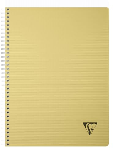 Clairefontaine 327122C - Spiralbuch Heft Linicolor Essence, DIN A4, 21x29,7cm, 90 Blatt kariert 90g, Einband aus gerilltem PP, Gelb, 1 Stück