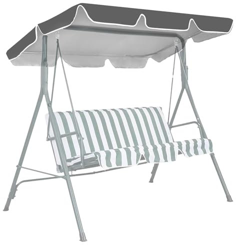 Swing Chair Canopy Replacement, 3 Seater Garden Seat Canopy Cover, Replacement Canopy Seat Chair, Canopy Cover Outdoor Garden Furniture Covers(Grey, 195 * 125 * 15cm)