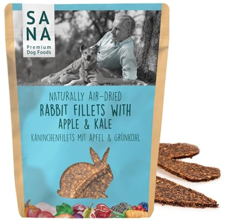 SANA Premium Dog Foods I Nass-Menüs I hoher Fleischanteil, getreidefrei I Verschiedene Sorten und Größen (12 x 800g Dosen, Kaninchen mit Süßkartoffel, Aprikose & Hanf)