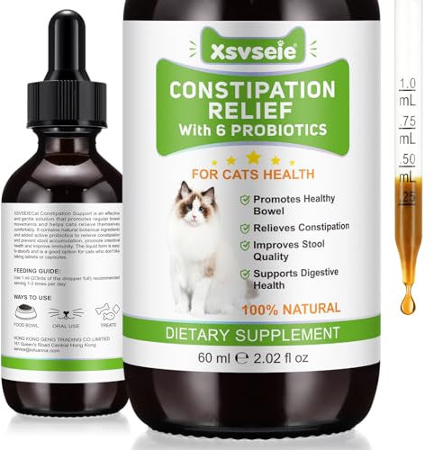 Constipation Reltf pour Chats - Constipation pour Chats, d'un Transit intestinal régulier & santé intestinale,Laxatif Naturel,6 probiotiques Actifs pour Une Digestion Saine - 60ml