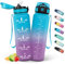 HoneyHolly Trinkflasche 1L mit Strohhalm, Trinkflasche Kohlensäure Geeignet, Wasserflasche Sport mit Zeitmarkierungen, Auslaufsichere und BPA-frei, Wasserflasche Frost & Himmel