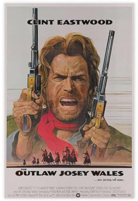 fsgfod Outlaw Josey Wales-Poster, Leinwandposter, Wandkunst, Dekordruck, Bild Gemälde für Wohnzimmer, Schlafzimmer, Dekoration, 20 x 30 cm