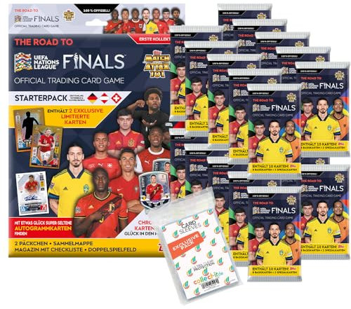 Bundle mit Topps - Road to 2022 UEFA Nations League - 1 Starter + 20 Booster + Exklusive Collect-it Hüllen