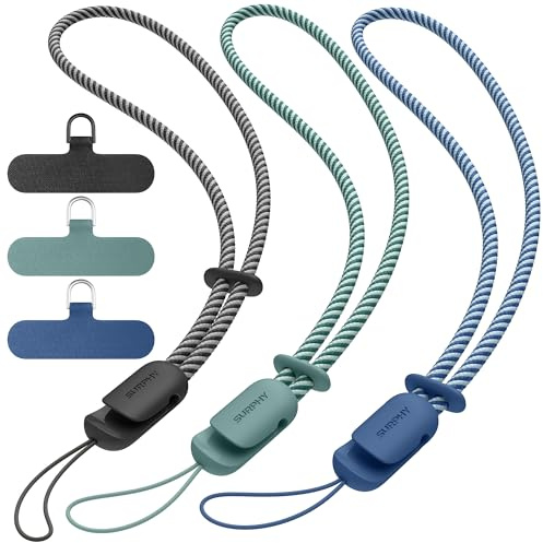 SURPHY 3 Stück Handykette Kurz Handschlaufe Handy Verstellbares mit Patch | Universal Handyband Schlüsselband für Holiday Outdoor Reisen Kopfhörer USB-Stick Kamera