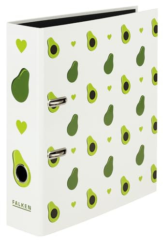 Original Falken Motiv-Ordner Avocado. Made in Germany. 8 cm breit DIN A4 schwarzer Innenspiegel Ringordner Aktenordner Briefordner Büroordner Plastikordner Motivordner Social Media