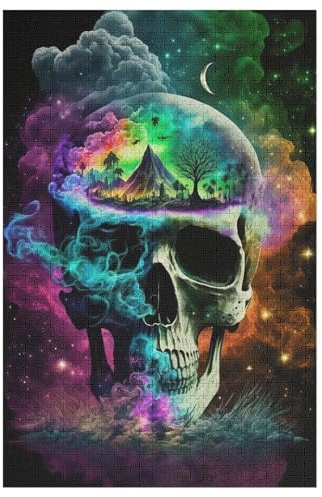 Totenkopf Puzzle, Puzzles Für Erwachsene Kinder, 1000 Teile Holzpuzzle, Für Jugendliche Herausforderungsspielzeug 78×53cm
