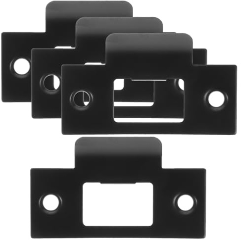 CLISPEED Door Reinforcement Plates: Black Stainless Steel Deadbolt Strike Kit - T Shape Guide Plate Hardware for Front Door Security Lock Protection 4 PCS