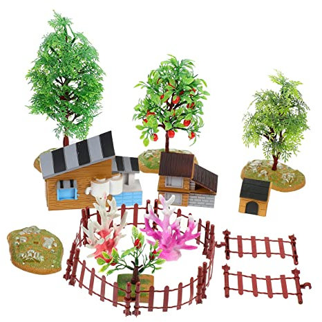 KONTONTY 1 Set Simulation Farmhouse Model with Fruit Tree and Fence Farmhouse Decor for Sand Table Play and Micro Landscape Display Realistic Design for Home Classroom
