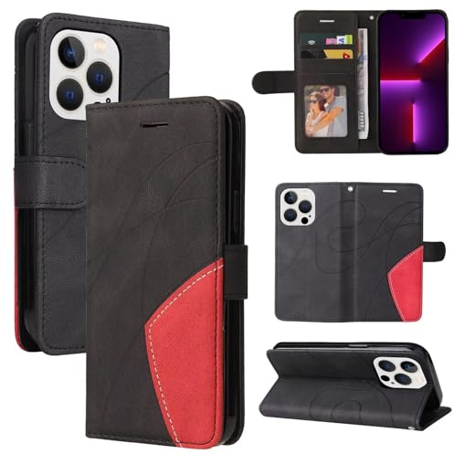 Handyhülle für Nokia 5.3 Hülle Premium Lederhülle Flip Case Magnet Tascher Kartenfach Standfunktion Klapphülle Nubukleder Faltbare Ständer Schutzhülle, Schwarz