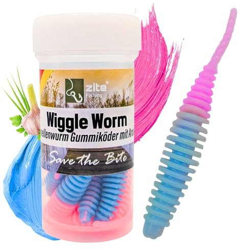 Zite Fishing Wiggle Worm Mix 10 Stück – Lamellen-Gummiwurm für Ultra Light | Forellen Angeln - 5,5cm Gummiköder & Phthalatfrei