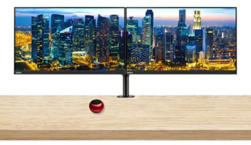 Lenovo ThinkVision S24e-20 23.8 Full HD 1920 x 1080 WLED LCD Monitor 2-Pack Bundle with Mini Speaker, 250 Nit, FreeSync, HDMI-VGA, Raven Black, & Adjustable Desk Mount Monitor Stand