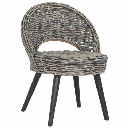 Keeushr Kubu Rattan Sessel Schwarz mit Holzbeinen, Bequemer Rattanstuhl für Wohnzimmer und Schlafzimmer, Einzigartiger Designerstuhl, Leicht zu Reinigen und Montieren, Stabile