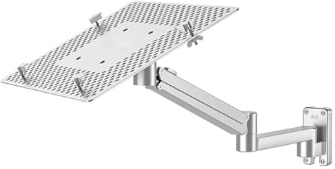 Laptop Wall Mount, Full Motion Adjustable Arm, Holds Up to 6kg, Aluminum Tray, Vented Cooling, Ideal for Home and Office Workstations