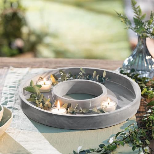 Dekoring Grey Zement in Beton Optik, weiß, Ø 35 cm, Betonring, Dekokranz